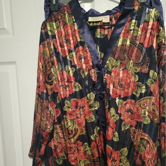 Victoria's Secret Gold Label Vintage Floral Satin Sleep Set Pajamas Size Medium - Picture 6 of 9